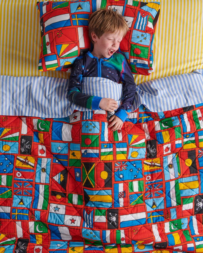 Fly The Flag Red Quilted Kids Bedspread