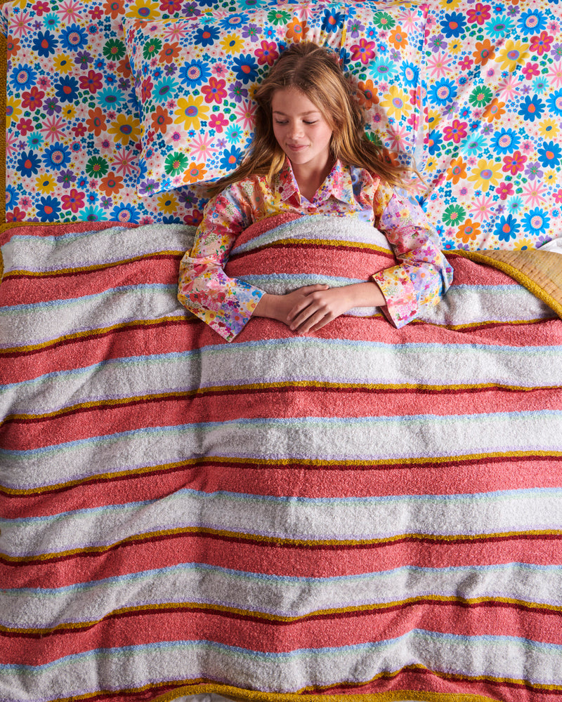 Rose Water Stripe Boucle Blanket