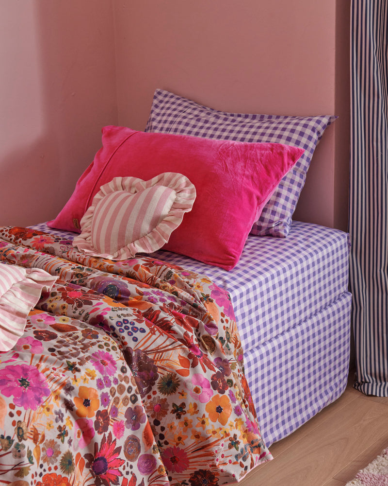 Lilac Gingham Organic Cotton Fitted Sheet
