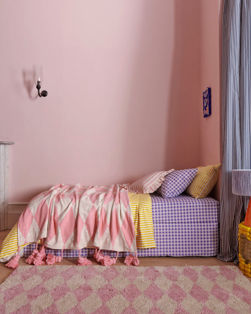Lilac Gingham Organic Cotton Fitted Sheet