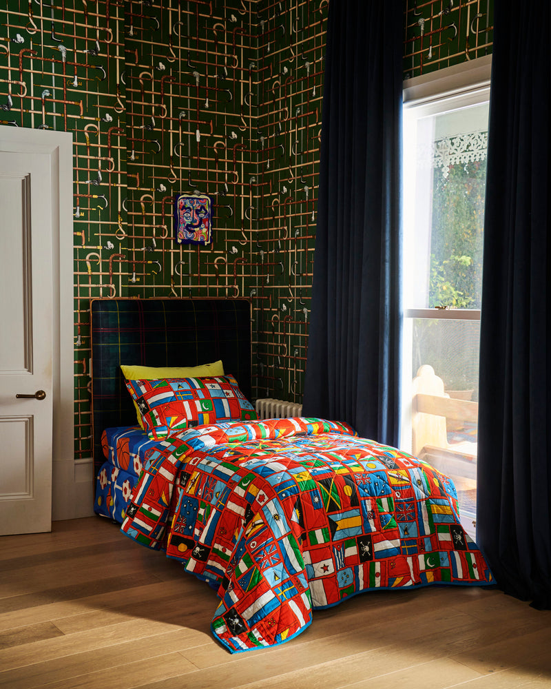 Fly The Flag Red Quilted Kids Bedspread