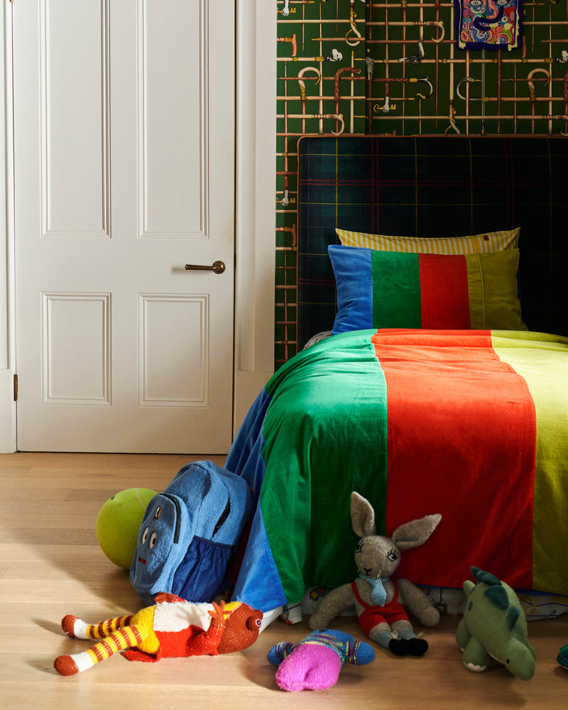 Forever Young Panelled Velvet Pillowcase