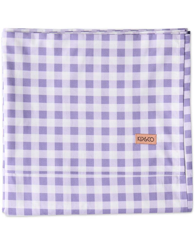 Lilac Gingham Organic Cotton Flat Sheet