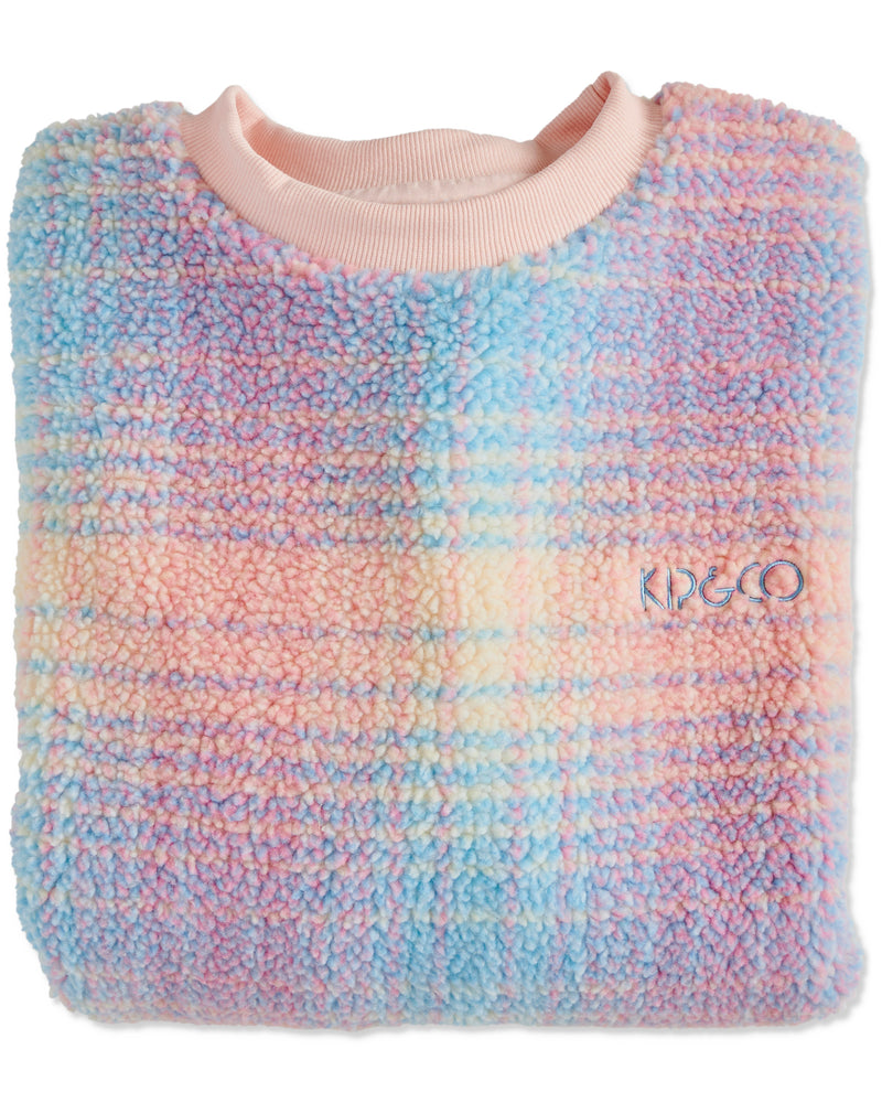 Pastel Dreams Tartan Sherpa Adult Oversized Bedtime Sweater