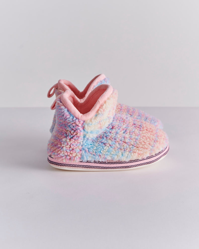 Pastel Dreams Tartan Sherpa Kids Ankle Boot
