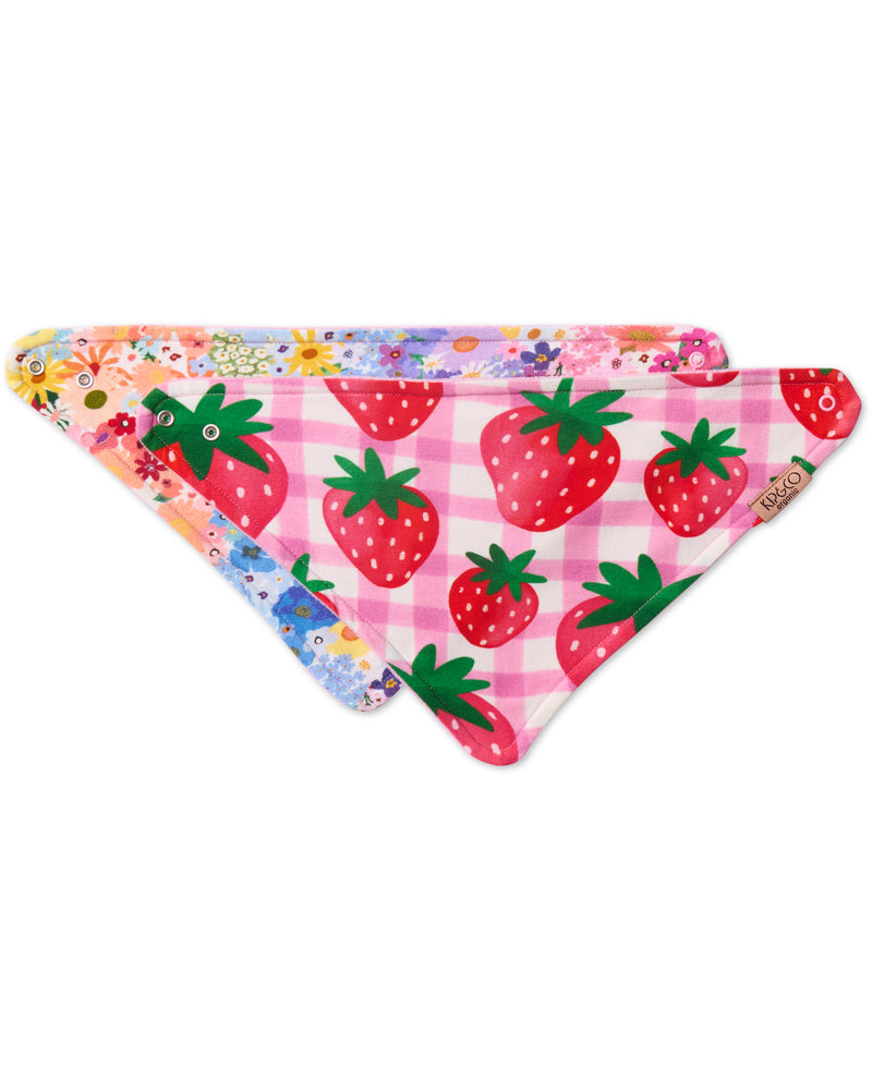Strawberry Bloom Organic Cotton Dribble Bib Set