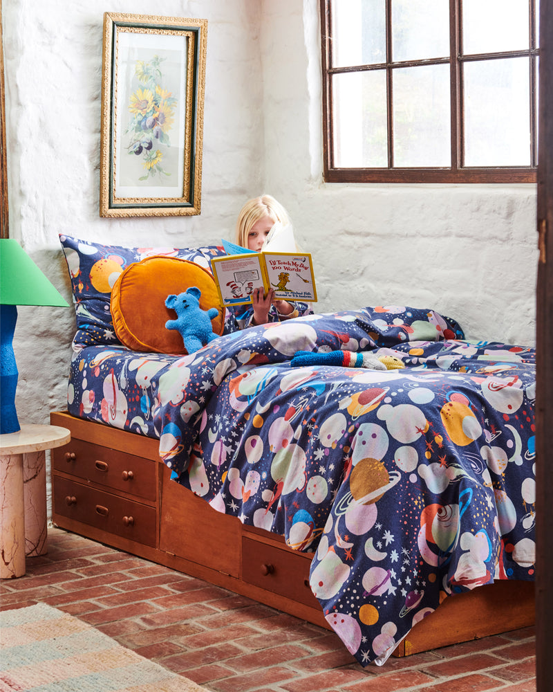 Planet Kip Flannelette Flat Sheet