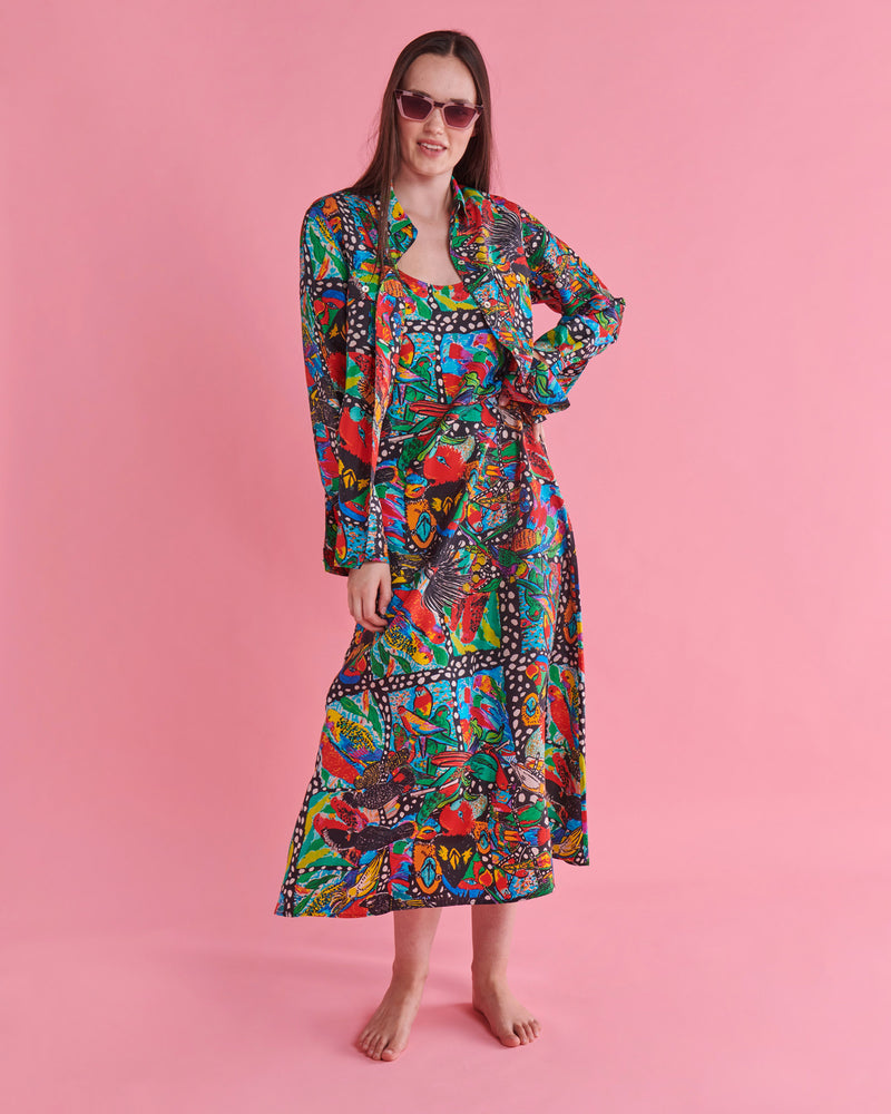 Kip&Co x Jenny Kee Parrots & Cockatoos Silk Slip Dress