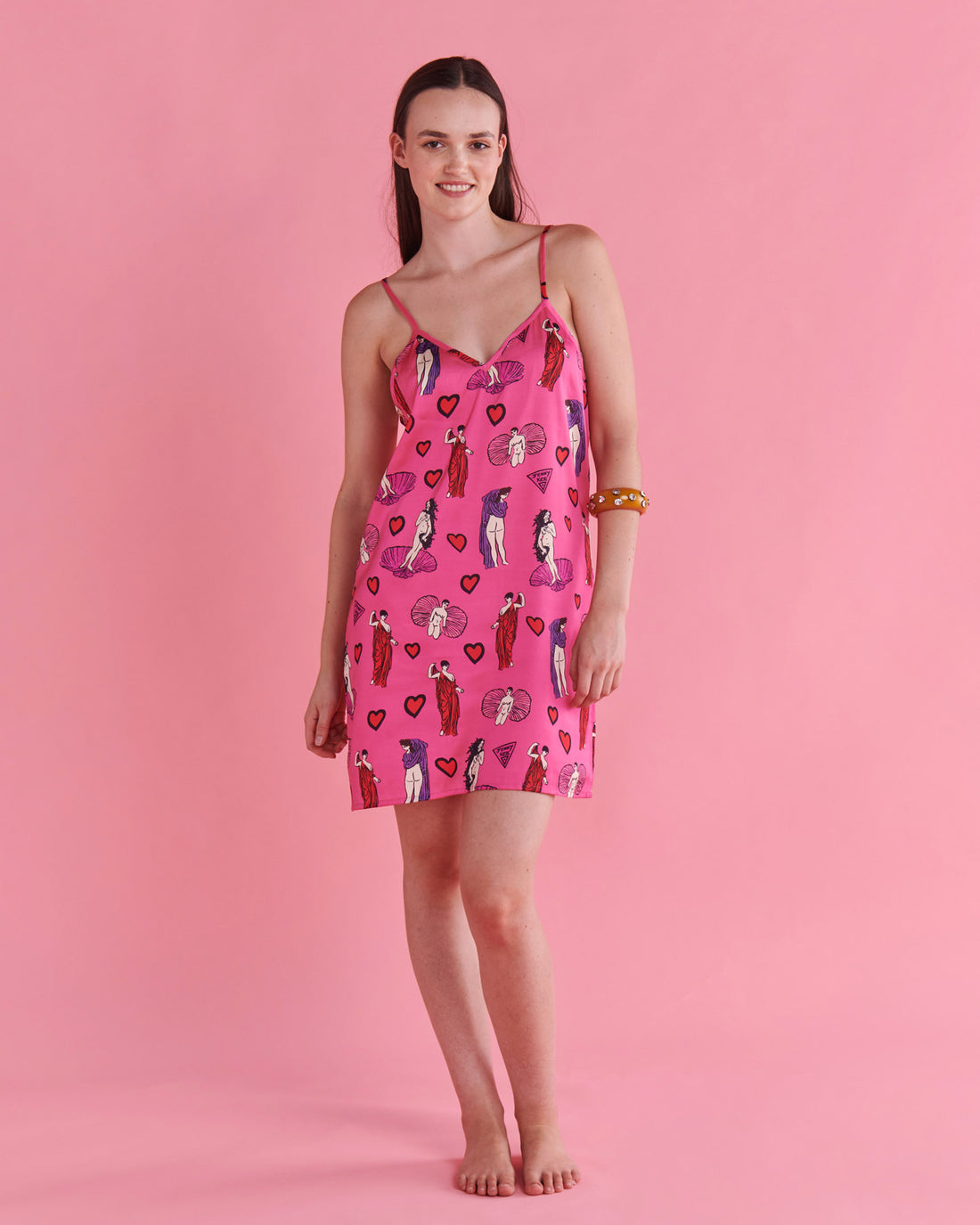 Kip&Co x Jenny Kee Pretty In Pink Eco Satin Cami Nightie