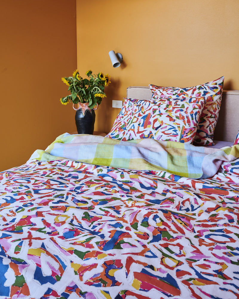 Kip&Co x Jenny Kee Opal Oz Pax White Organic Cotton Pillowcases