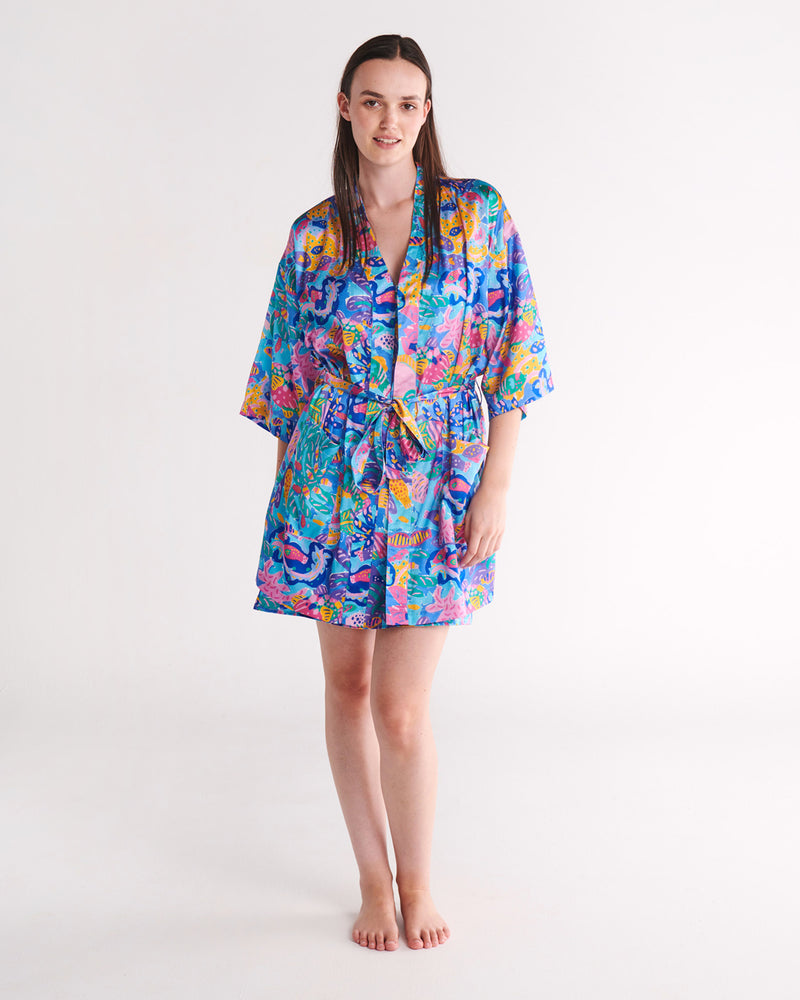 Kip&Co x Ken Done Reef Garden Eco Satin Robe
