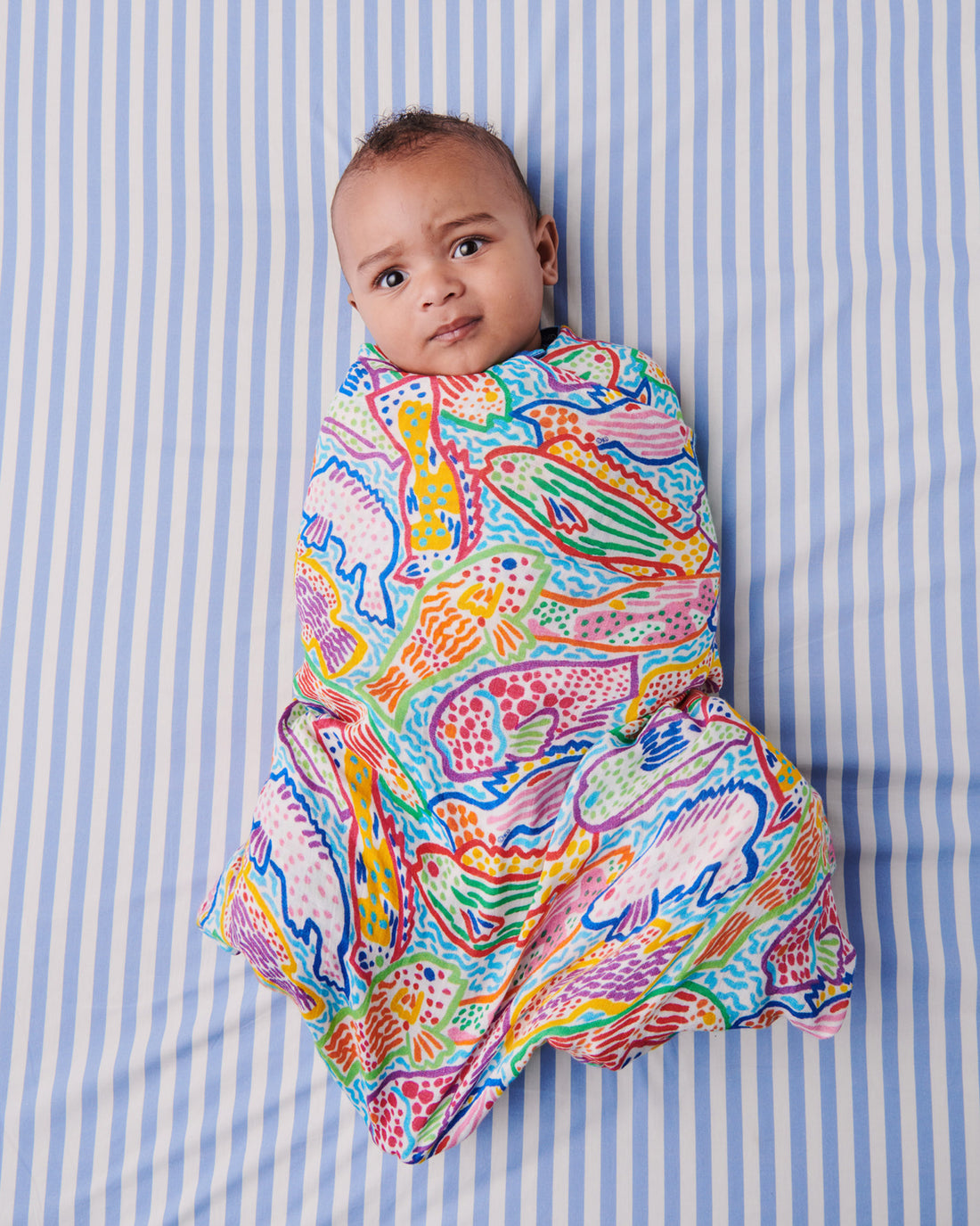 Kip&Co x Ken Done Rainbow Fish Bamboo Swaddle