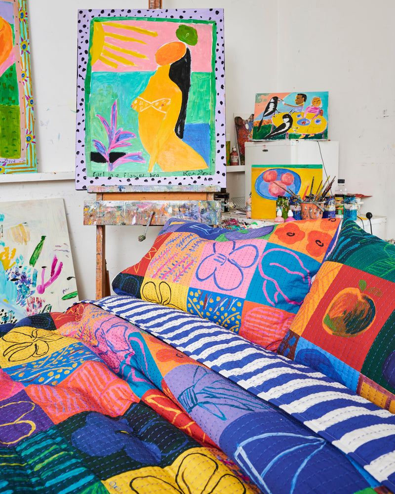 Kip&Co x Ken Done Flower Farm Kantha Bedspread