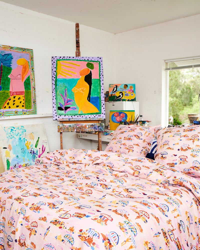 Kip&Co x Ken Done Beach Days Linen Quilt Cover