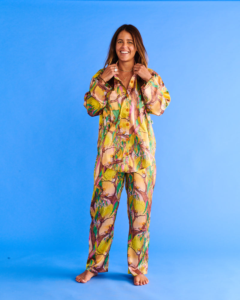Kip&Co x May Gibbs Sunrise Delight Eco Satin Long Sleeve Shirt & Pant Pyjama Set