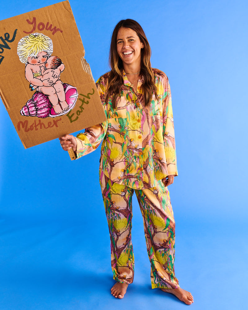Kip&Co x May Gibbs Sunrise Delight Eco Satin Long Sleeve Shirt & Pant Pyjama Set
