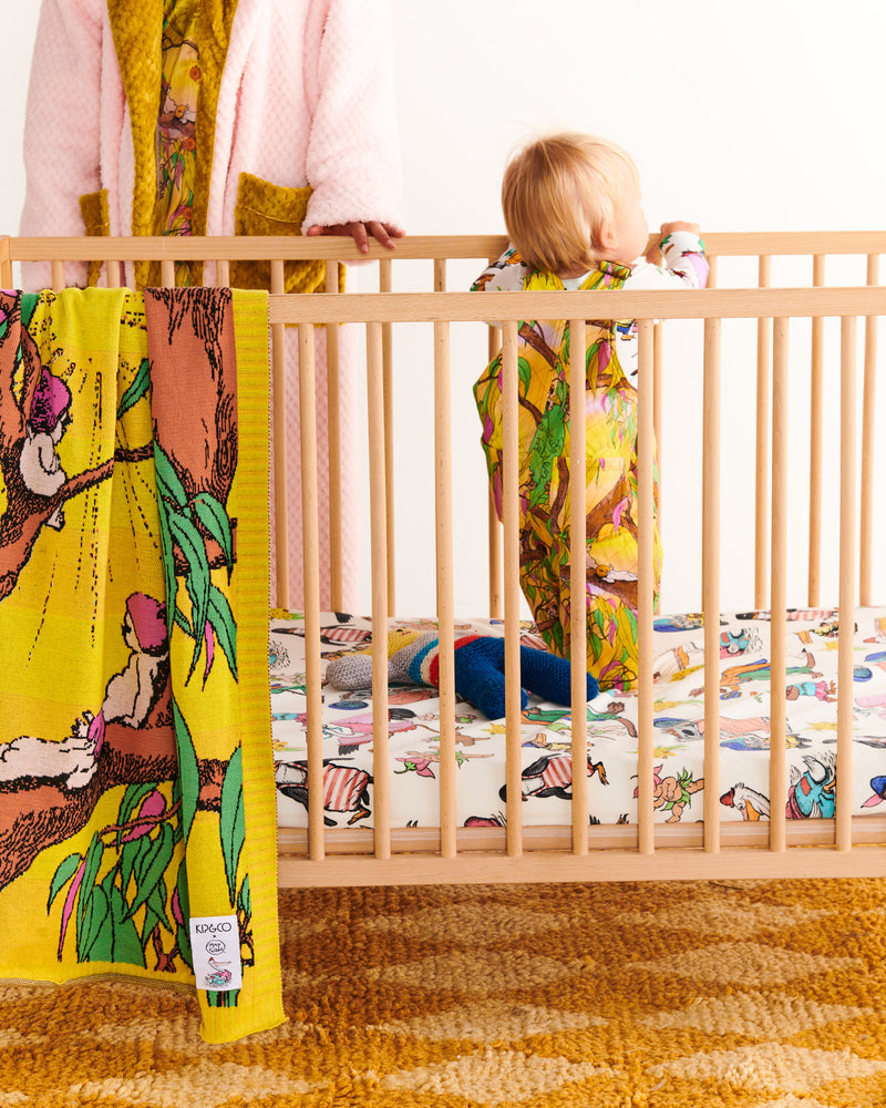 Kip&Co x May Gibbs Sunrise Delight Baby Quilted Fleece Overalls