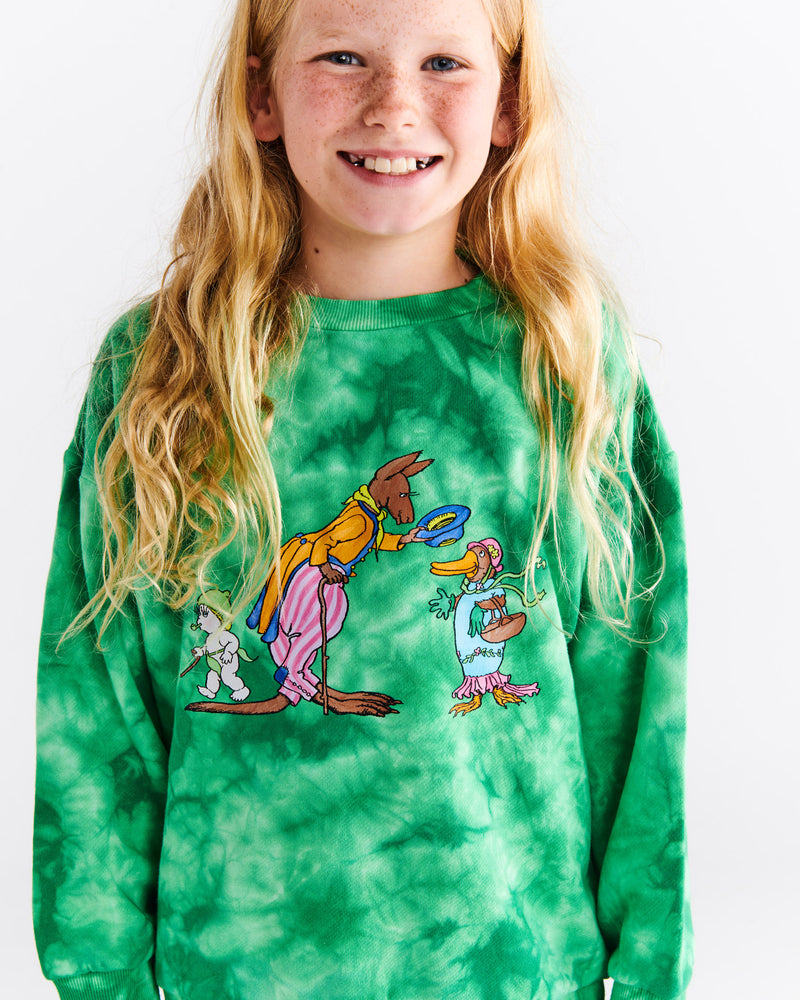 Kip&Co x May Gibbs Kangaroo Tie Dye Organic Cotton Sweater