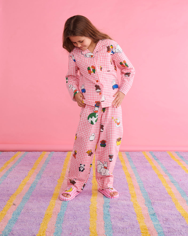 Kip&Co x Miffy Miffy And Mates Kids Flannelette Long Sleeve Shirt & Pant Pyjama Set