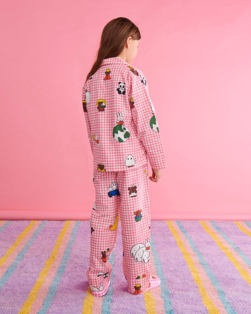 Kip&Co x Miffy Miffy And Mates Kids Flannelette Long Sleeve Shirt & Pant Pyjama Set