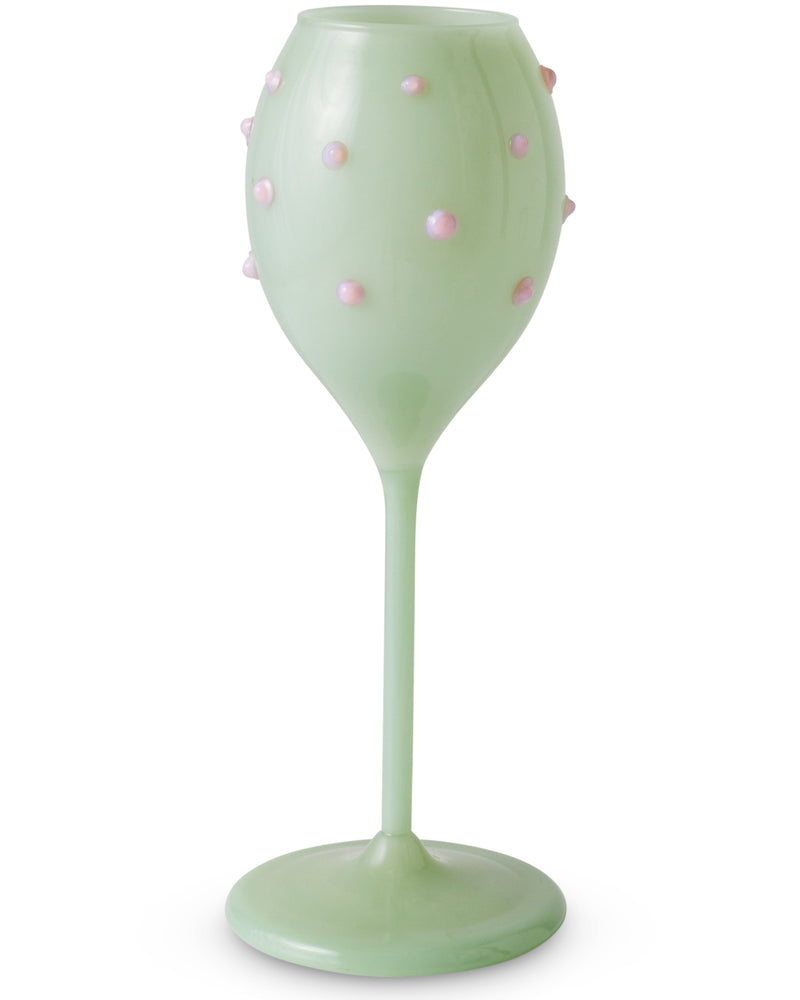 Pistachio Polkadot Champagne Glass 2P Set