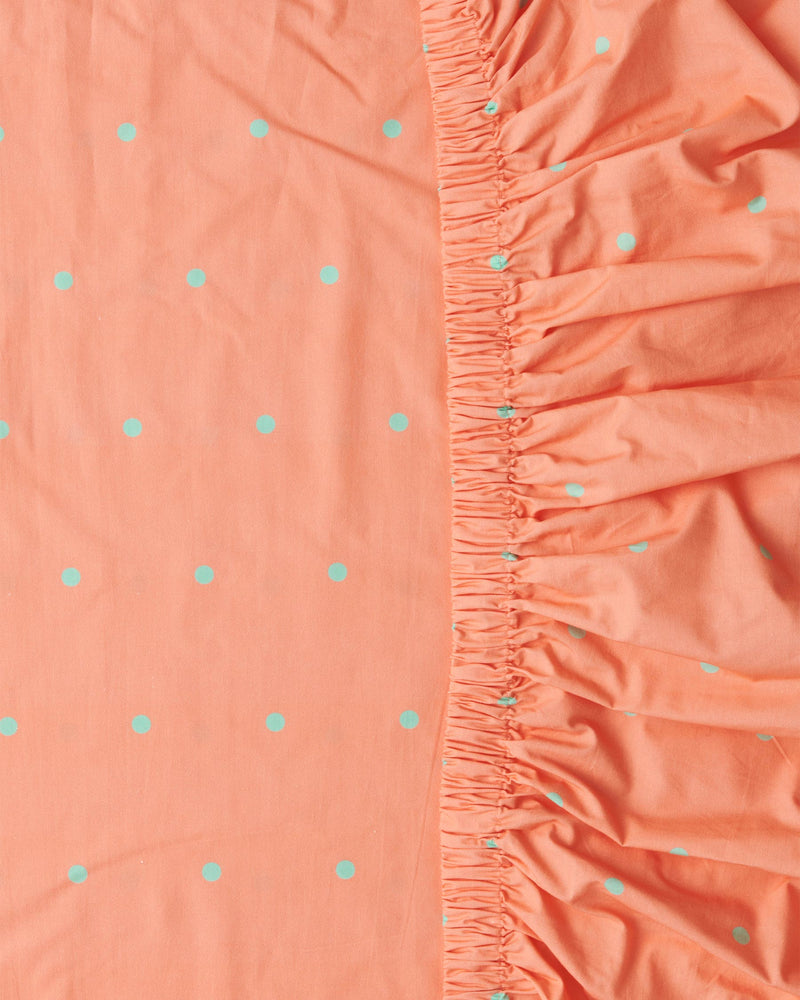 Polkadot Peachy Organic Cotton Baby Fitted Sheet