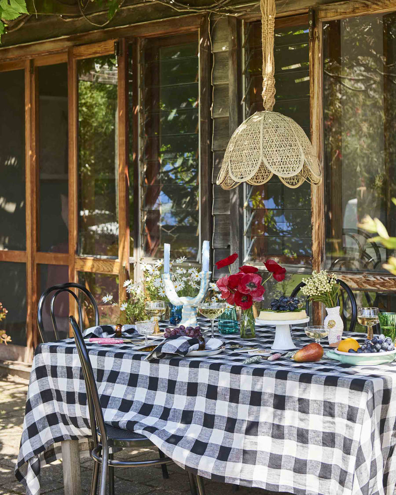 Black & White Gingham Linen 4P Napkin Set