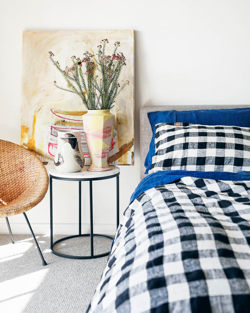 Black & White Gingham Linen Quilt Cover