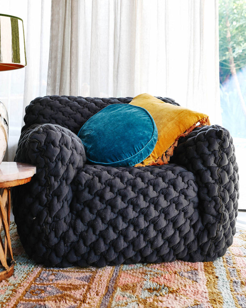 Pecan Velvet Tassel Cushion
