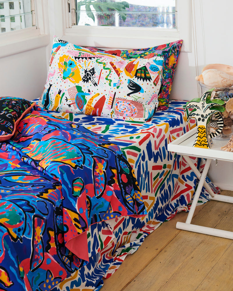 Kip&Co X Ken Done Little Tackers Organic Cotton Flat Sheet