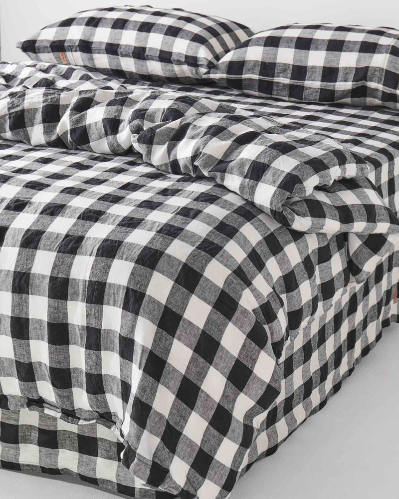 Black & White Gingham Linen Quilt Cover